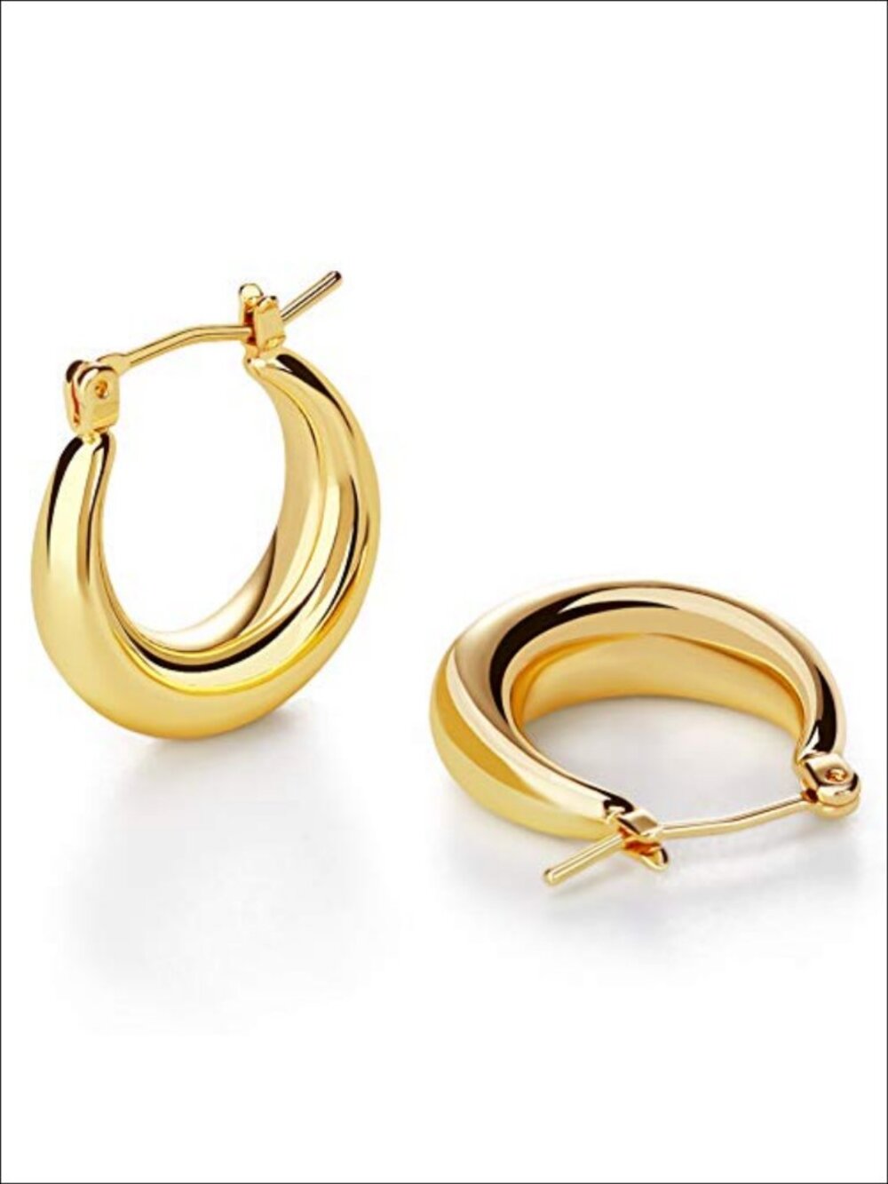 Chunky Gold Plated Hoop Earrings Stainless Steel Post Hypoallergenic